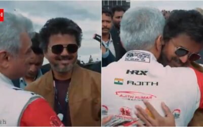 Vijay runs to hug Ajith Kumar at Silverstone; viral reunion wins hearts; Fans call it, ‘Biggest day for Tamil cinema’ | Tamil Movie News
