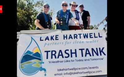 Regional drought pushed Lake Hartwell low enough to expose trash usually hidden underwater; 148 volunteers across 14 sites in five counties removed about 8,300 pounds, including a record 36 tires