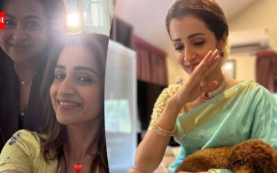 Trisha hides pendant with heart emoji in latest click with Radhika Sarathkumar, ‘Karuppu’ actress leaves fans guessing again | Tamil Movie News