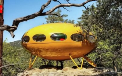A California house shaped like a flying saucer has hit the market for nearly $1.5 million; built in 1969, the 793-square-foot Futuro home is one of about 50 surviving examples of the space-age design