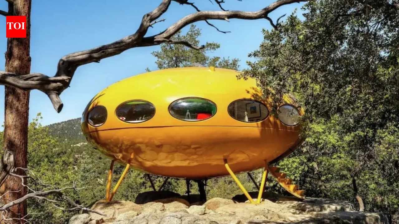A California house shaped like a flying saucer has hit the market for nearly $1.5 million; built in 1969, the 793-square-foot Futuro home is one of about 50 surviving examples of the space-age design