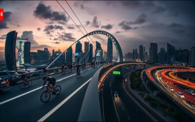 The Netherlands built a 72-metre bicycle roundabout above a busy junction; 24 steel cables suspend the circular bridge from a 70-metre pylon | World News