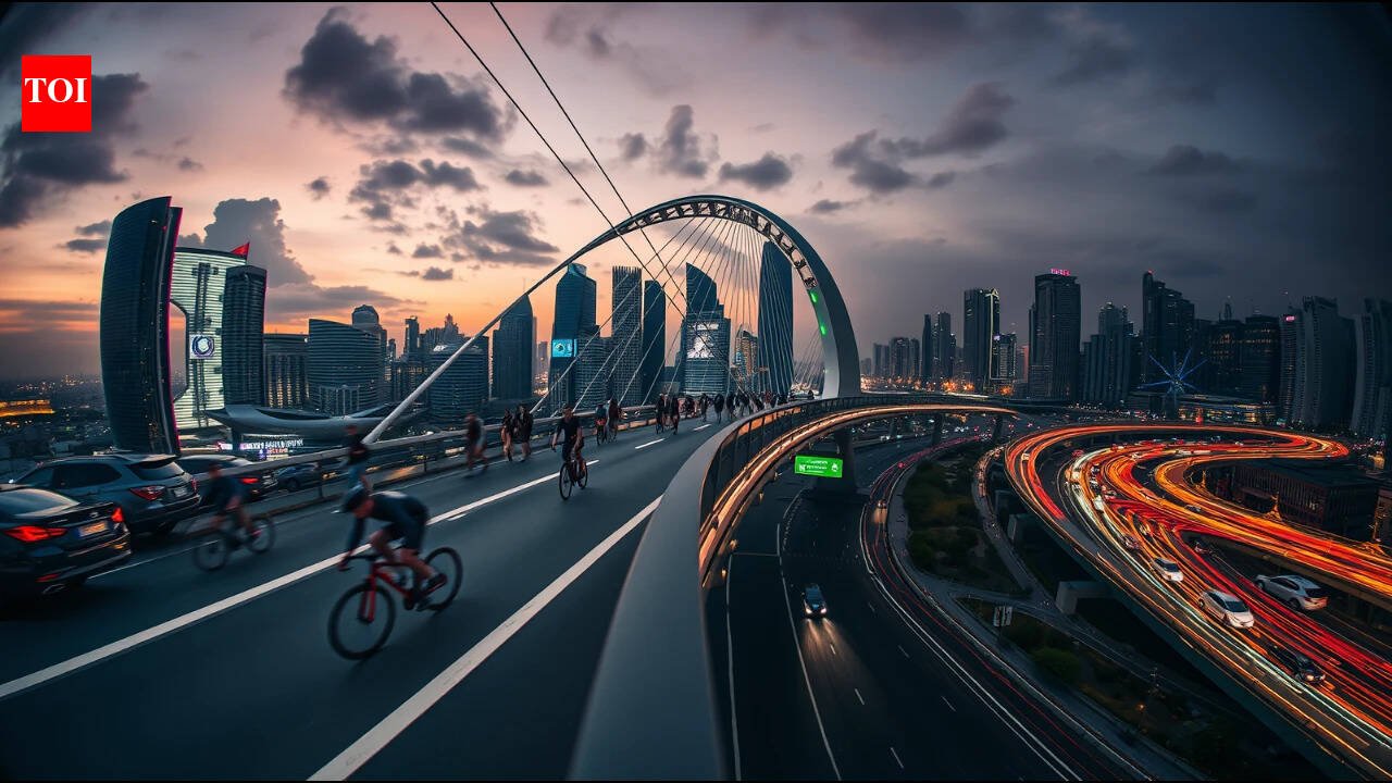 The Netherlands built a 72-metre bicycle roundabout above a busy junction; 24 steel cables suspend the circular bridge from a 70-metre pylon | World News