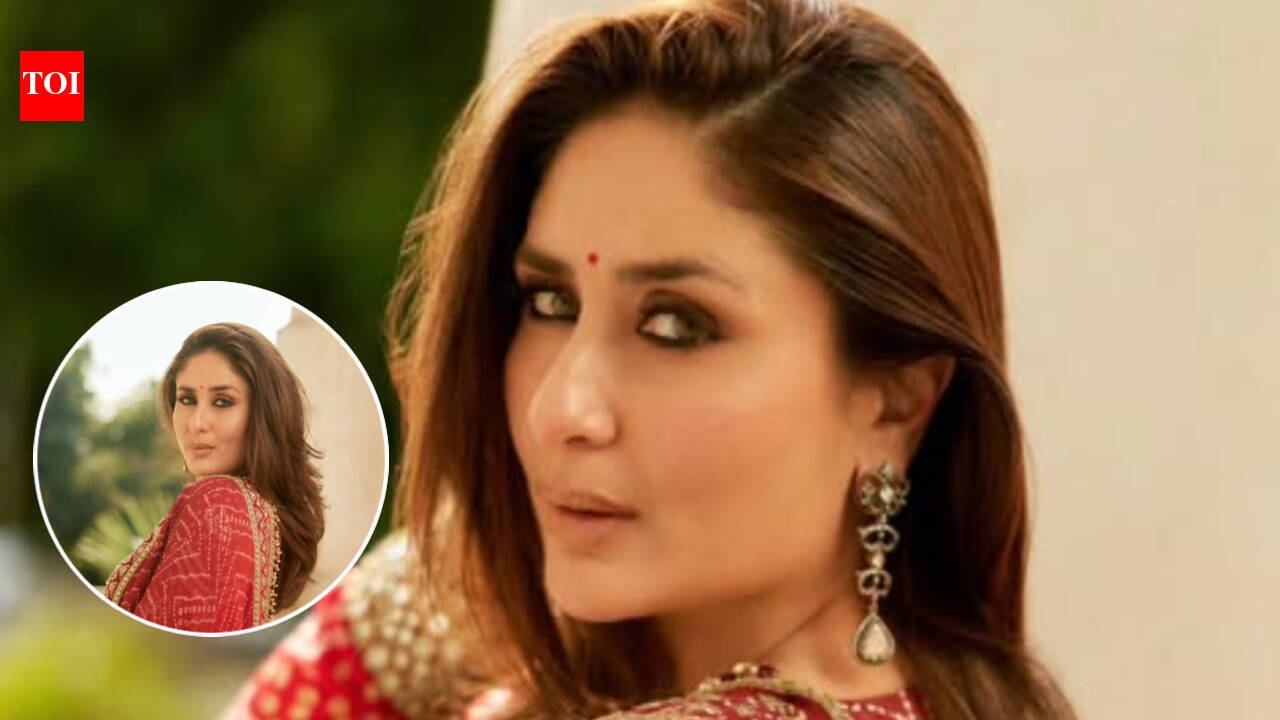 Kareena Kapoor Khan sets the internet buzzing in a red Bandhani suit and statement earrings; poses to Diljit Dosanjh’s ‘What Ve’ |